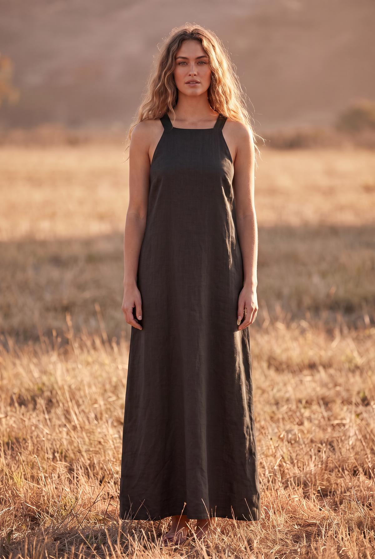 The Maren Maxi in Noir, front