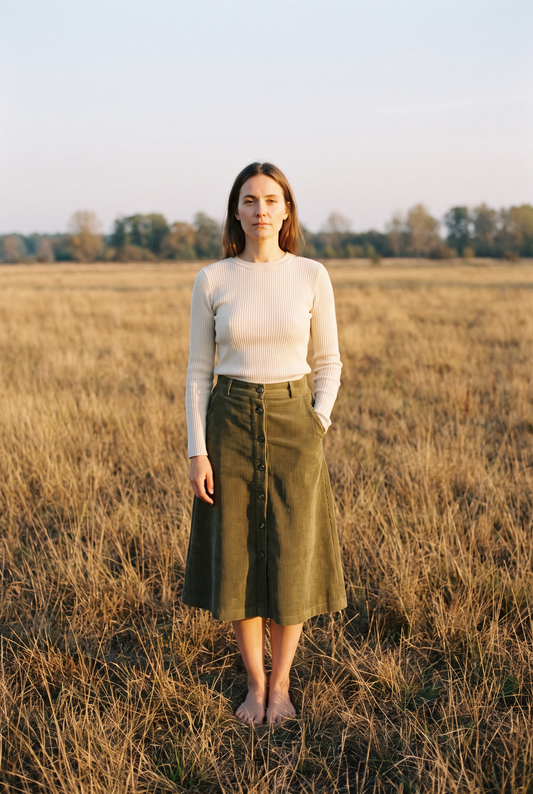 The Lark Skirt in Olive, front